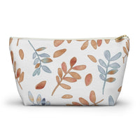 Watercolor Tossed Leaves Accessory Pouch w T-bottom in Orange